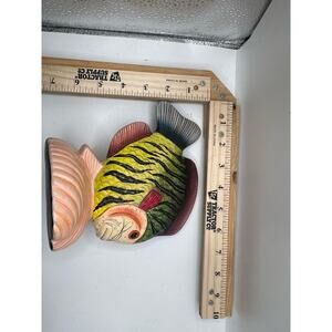 Hand Painted Ceramic Fish Wall Art Tropical Ocean Decor Signed Collectible